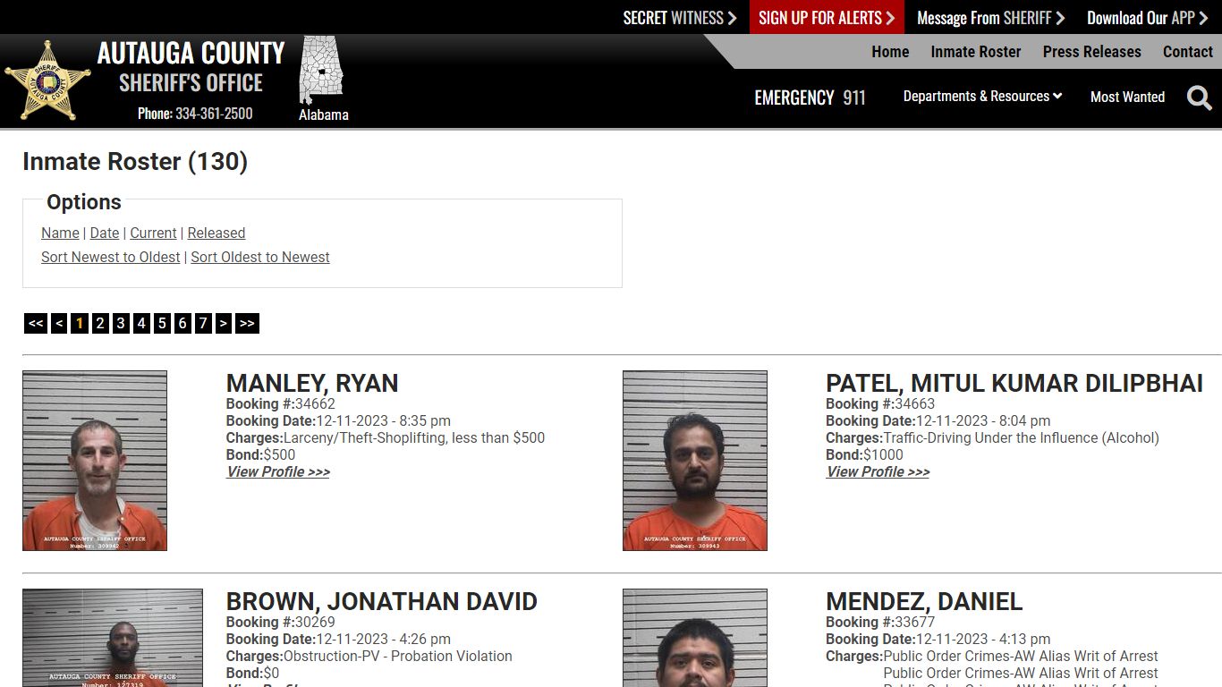 Inmate Roster - Current Inmates Booking Date Descending - Autauga ...