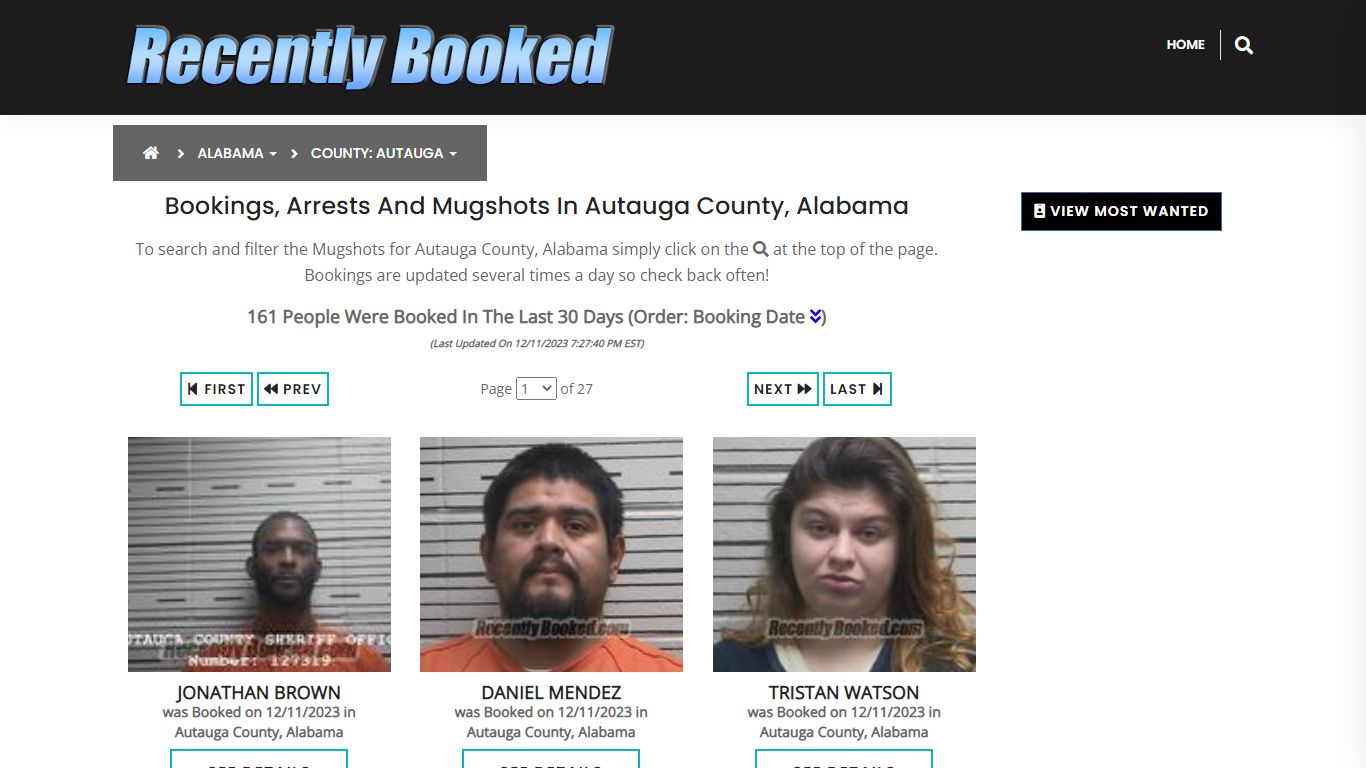 Bookings, Arrests and Mugshots in Autauga County, Alabama - Recently Booked