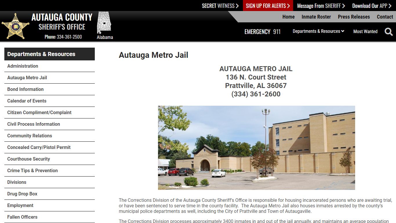 Autauga Metro Jail | Autauga County, AL Sheriff's Office